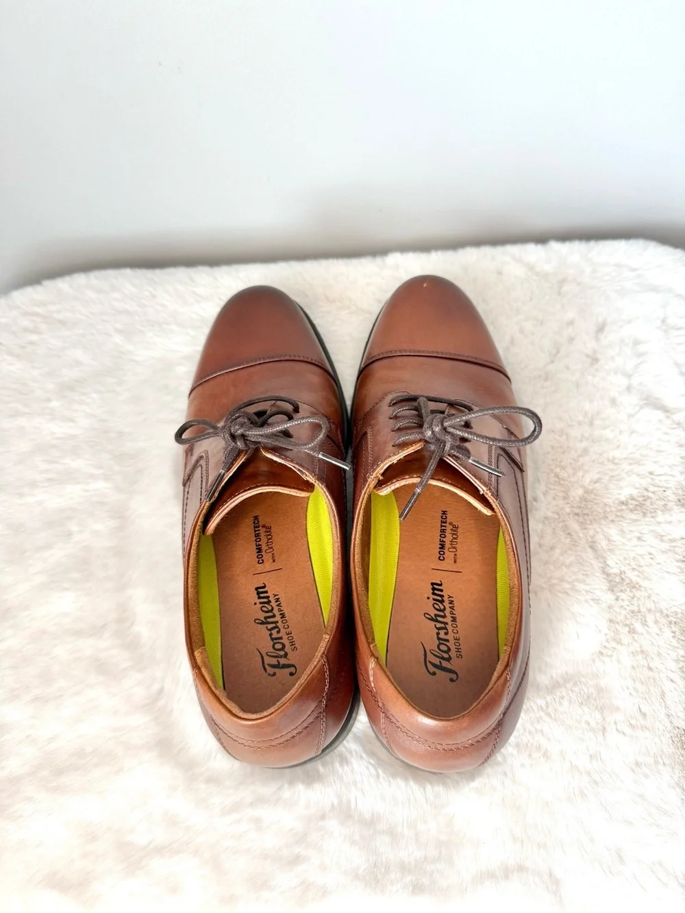 Men's Florsheim Midtown Cognac Brown Leather Cap-Toe Oxford Dress Shoes